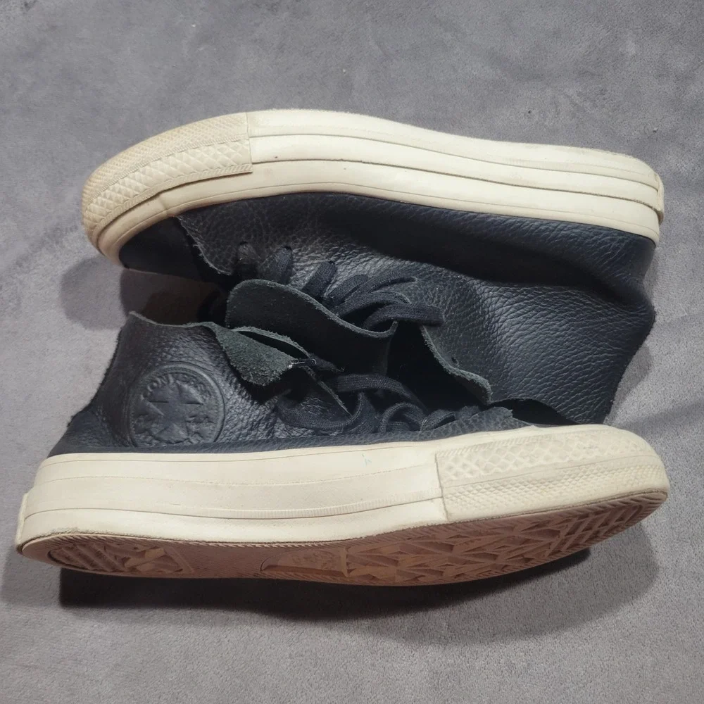 Converse All Star Prime High Top Black Tumbled‎ Leather Sneakers Womens 5